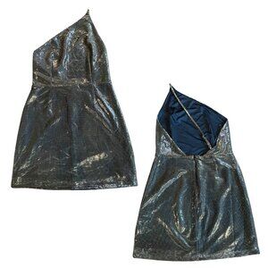 NEW h:ours Metallic One Shoulder Mini Dress Sz. S